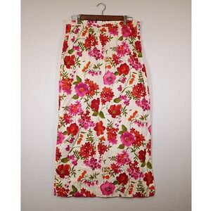 Cottagecore Style & co. Collection Women 12 White Floral Linen Maxi Skirt 4555